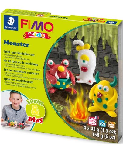 Кoомплекткт глина Staedtler Fimo - Kids, 4 x 42g, Monster - 1