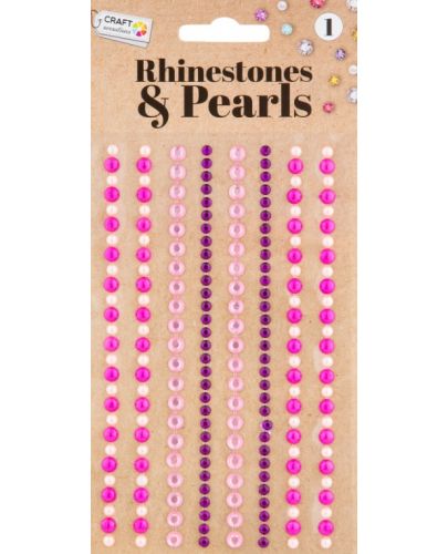 Творчески комплект Grafix Craft Sensations - камъчета и перли, 212 броя, розови - 1