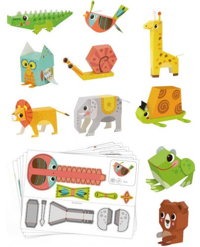 Творчески комплект Tooky Land - Хартиени 3D животни - 2