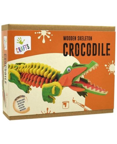 Творчески комплект Andreu Toys - Дървен 3D пъзел, Скелет на крокодил - 1