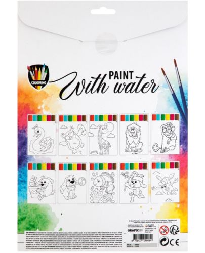 Творчески комплект Grafix Colouring - за рисуване с вода, 10 листа и 2 четки - 2