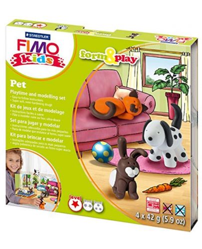 Комплект глина Staedtler Fimo Kids - 4 x 42g, Pet - 1