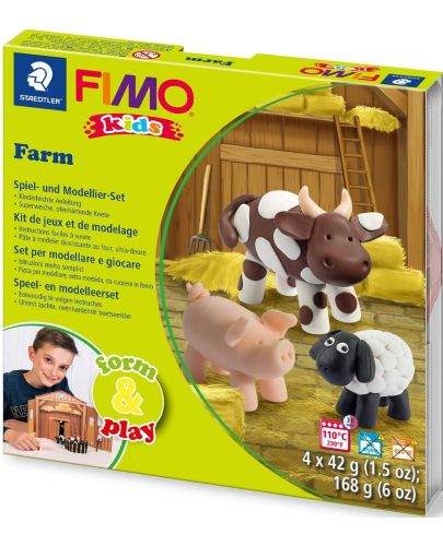 К-кт глина Staedtler Fimo Kids, 4x42g, Farm - 1