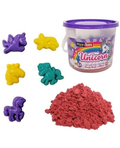 Творчески комплект кинетичен пясък PlayToys - Еднорози, розов, 500 g - 1