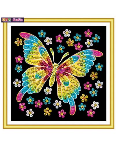 Творчески комплект KSG Crafts Sequin Art - Изкуство с пайети за 60 минути, Пеперуда - 1
