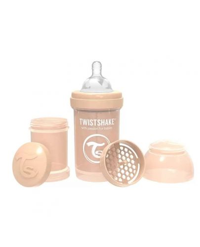 Бебешко шише против колики Twistshake Anti-Colic Pastel - Бежово, 180 ml - 1