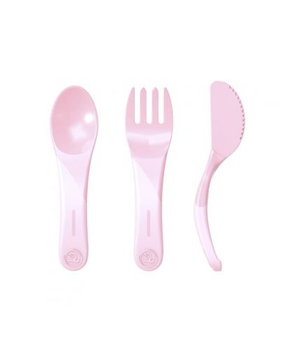 Комплект прибори за хранене Twistshake Cutlery Pastel - Розови, над 6 месеца - 1
