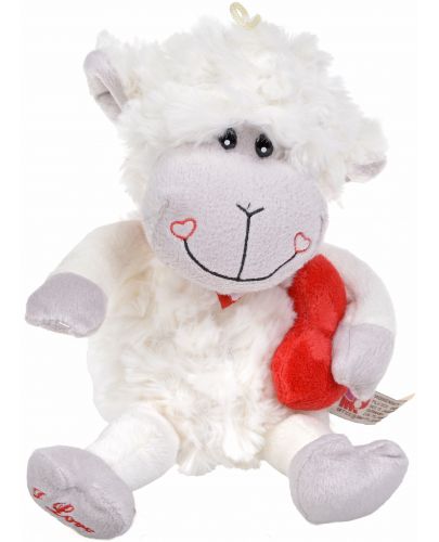 Плюшена играчка Morgenroth Plusch - Бяла овчица със сърце, 30 cm - 1