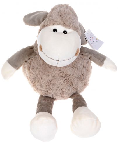 Плюшена играчка Morgenroth Plusch - Сива овчица с раиран шал, 35 cm - 1