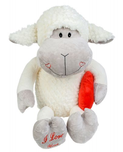 Плюшена играчка Morgenroth Plusch - Бяла овчица със сърце, 50 cm - 1
