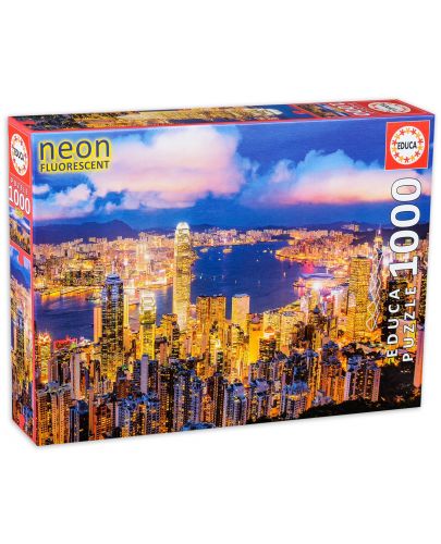 Неонов пъзел Educa от 1000 части - Хонг Конг - 1