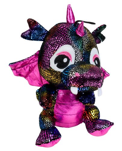 Плюшена играчка Morgenroth Plusch - Блестящо драконче с розово коремче, 25 cm - 1