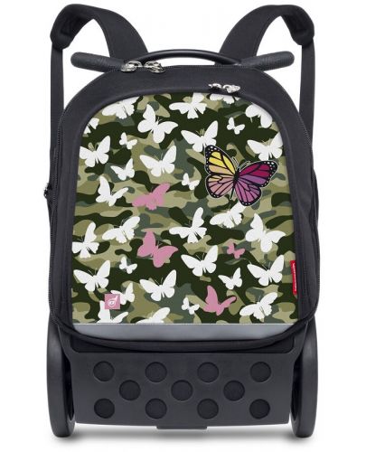 Ученическа раница с колелца Nikidom Roller Up - Butterfly Camo - 1