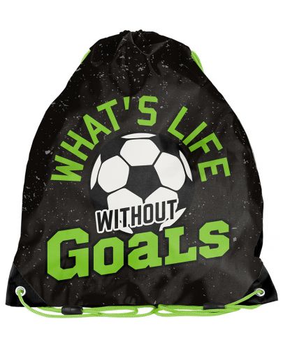 Ученическа спортна торба Paso Football - Зелено-черна - 1