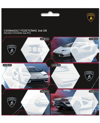 Ученически етикети Ars Una Lamborghini - 18 броя, бели - 1