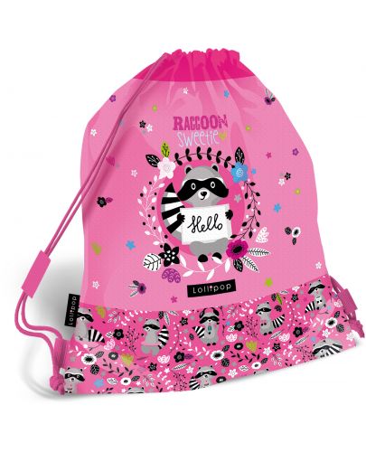 Ученическа спортна торба Lizzy Card - Lollipop racoon swetie - 1
