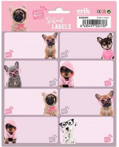 Ученически етикети Grupo Erik Studio Pets - Кученца, 16 броя - 1