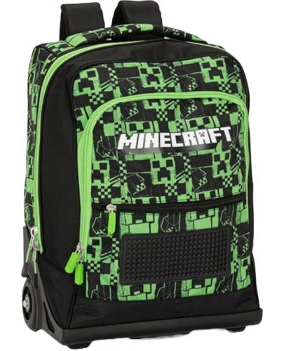 Ученическа раница с колелца Panini Minecraft - Premium Pixels Green, 1 отделение - 1