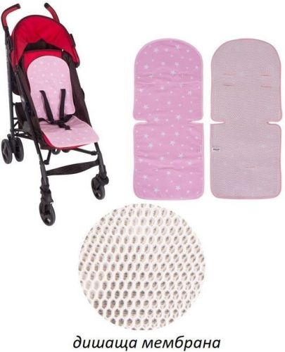 Универсална подложка за количка и стол за кола с 3D мембрана Sevi Baby - Розови звезди - 2