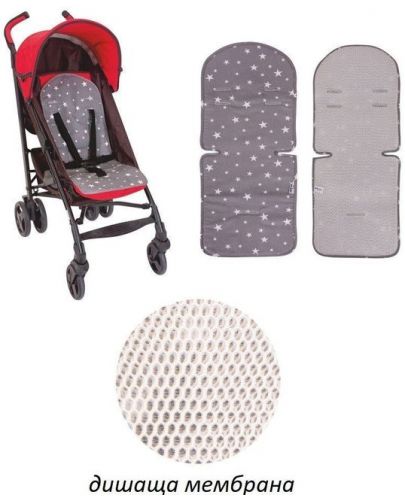 Универсална подложка за количка и стол за кола с 3D мембрана Sevi Baby - Сиви звезди - 2