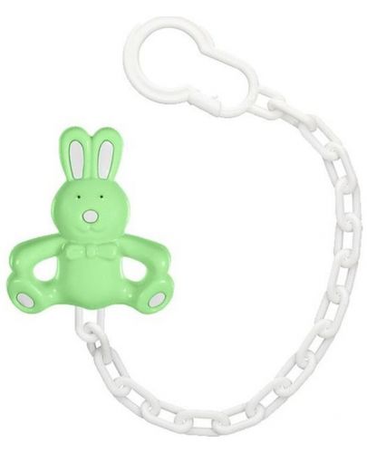 Верижка за залъгалка Wee Baby - Toy, зелено зайче - 1