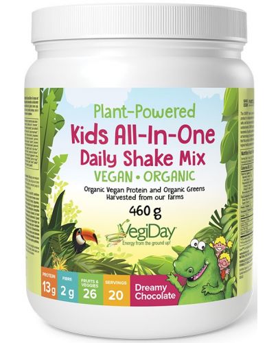 VegiDay Kids All-In-One Daily Shake Mix, шоколад, 460 g, Natural Factors - 1