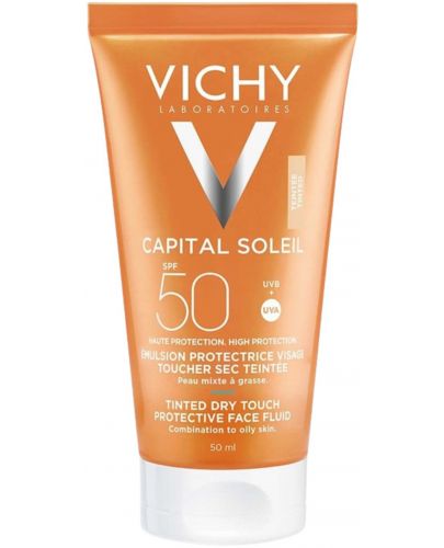 Vichy Capital Soleil Матираща тонирана емулсия за лице Dry Touch BB, SPF 50, 50 ml - 1