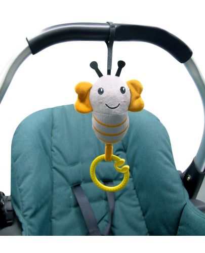 Вибрираща бебешка играчка BabyJem - Пчела, сива, 15 х 8 cm - 5