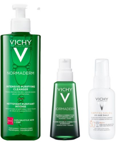 Vichy Normaderm & CS Комплект - Коригираща грижа, Почистващ гел и Флуид, 50 + 400 + 40 ml - 1