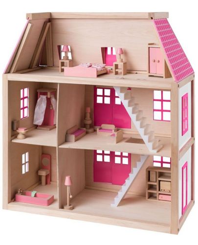 Дървена къща за кукли Woody - Вила Вистерия - 6