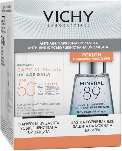Vichy Capital Soleil&Minéral 89 Комплект - Флуид UV-Age и Гел-бустер, SPF 50+, 40 + 30 ml (Лимитирано) - 1
