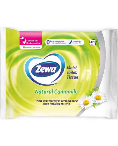 Влажна тоалетна хартия Zewa - Natural Camomile, 42 броя - 1
