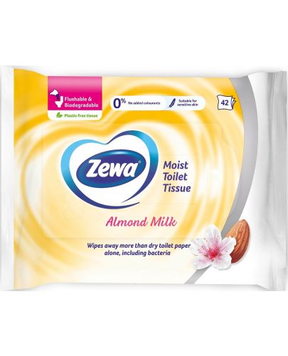 Влажна тоалетна хартия Zewa - Almond Milk, 42 броя - 1