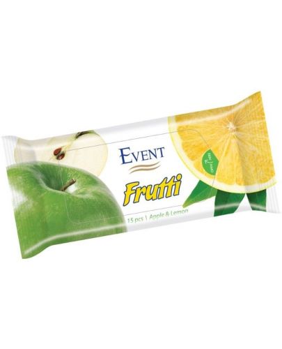 Влажни кърпи за ръце Event - Frutti, Apple & Lemon, 15 броя - 1