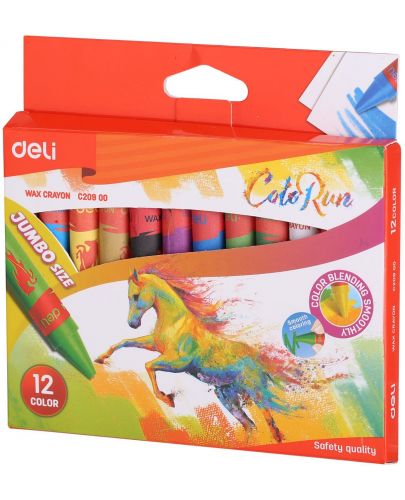Восъчни пастели Deli Colorun - Jumbo, EC20900, 12 цвята  - 1