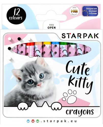 Восъчни пастели Starpak - Коте, 12 цвята - 1