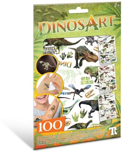 Временни татуировки DinosArt - Динозаври, светещи в тъмното, 100 броя - 1