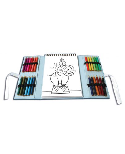 Весели картинки: Оцветявай и се забавлявай + 24 цветни молива (синя) - 2