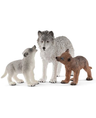 Комплект фигурки Schleich Wild Life - Майка вълчица с малки - 1