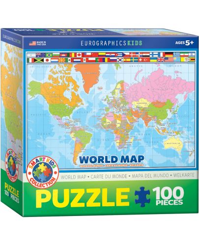 Пъзел Eurographics от 100 части - Карта на света - 1