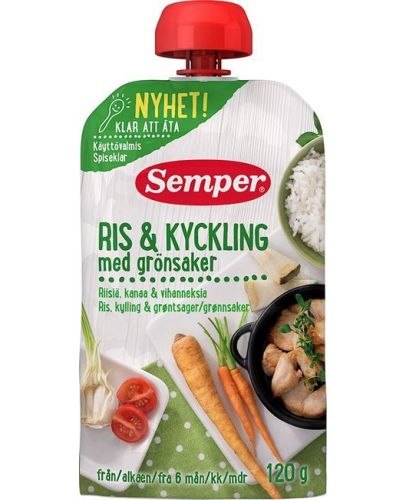 Ястие Semper - Пиле с ориз и зеленчуци, пауч, 120 g - 1