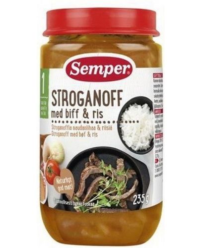 Ястие Semper - Бифтек Строганоф с ориз, 235 g - 1