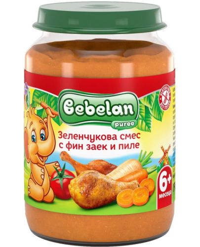 Ястие Bebelan Puree - Фин заек и пиле със зеленчуци, 190 g - 1