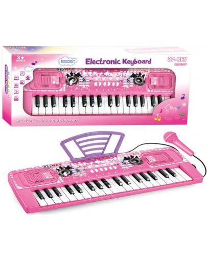 Йоника с микрофон Raya Toys - розова, 37 клавиша - 1