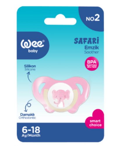 Залъгалка Wee Baby - Safari, 6-18 м, розова - 2