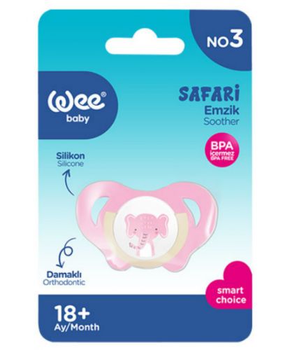 Залъгалка Wee Baby - Safari, 18+ м, розова - 2