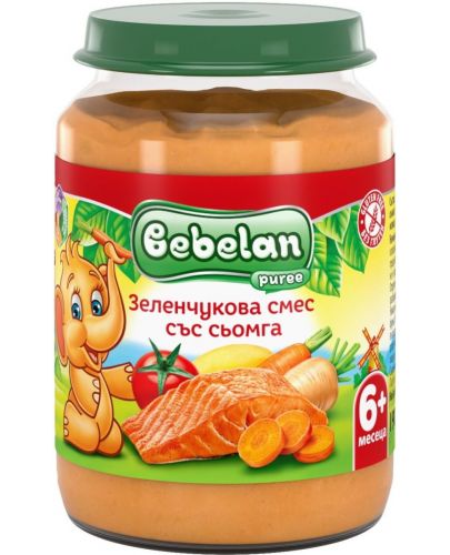 Зеленчукова смес със сьомга Bebelan Puree, 190 g - 1