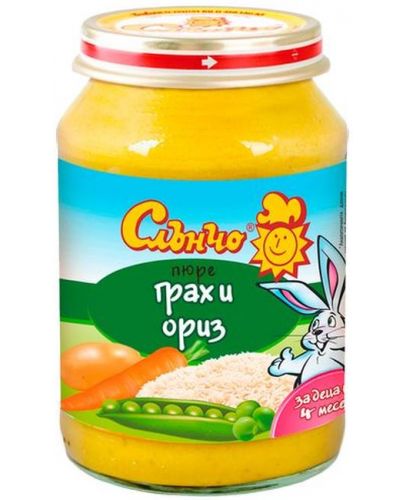 Зеленчуково пюре Слънчо - Грах и ориз, 190 g - 1