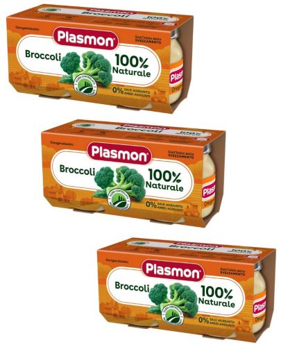 Зеленчуково пюре Plasmon - Броколи, 6+ м, 6 броя х 80 g - 1