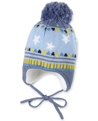 Зимна бебешка шапка с пискюл Sterntaler - 45 cm, 6-9 месеца, сива - 1